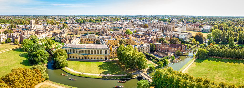 Aerial view of Cambridge, United Kingdom